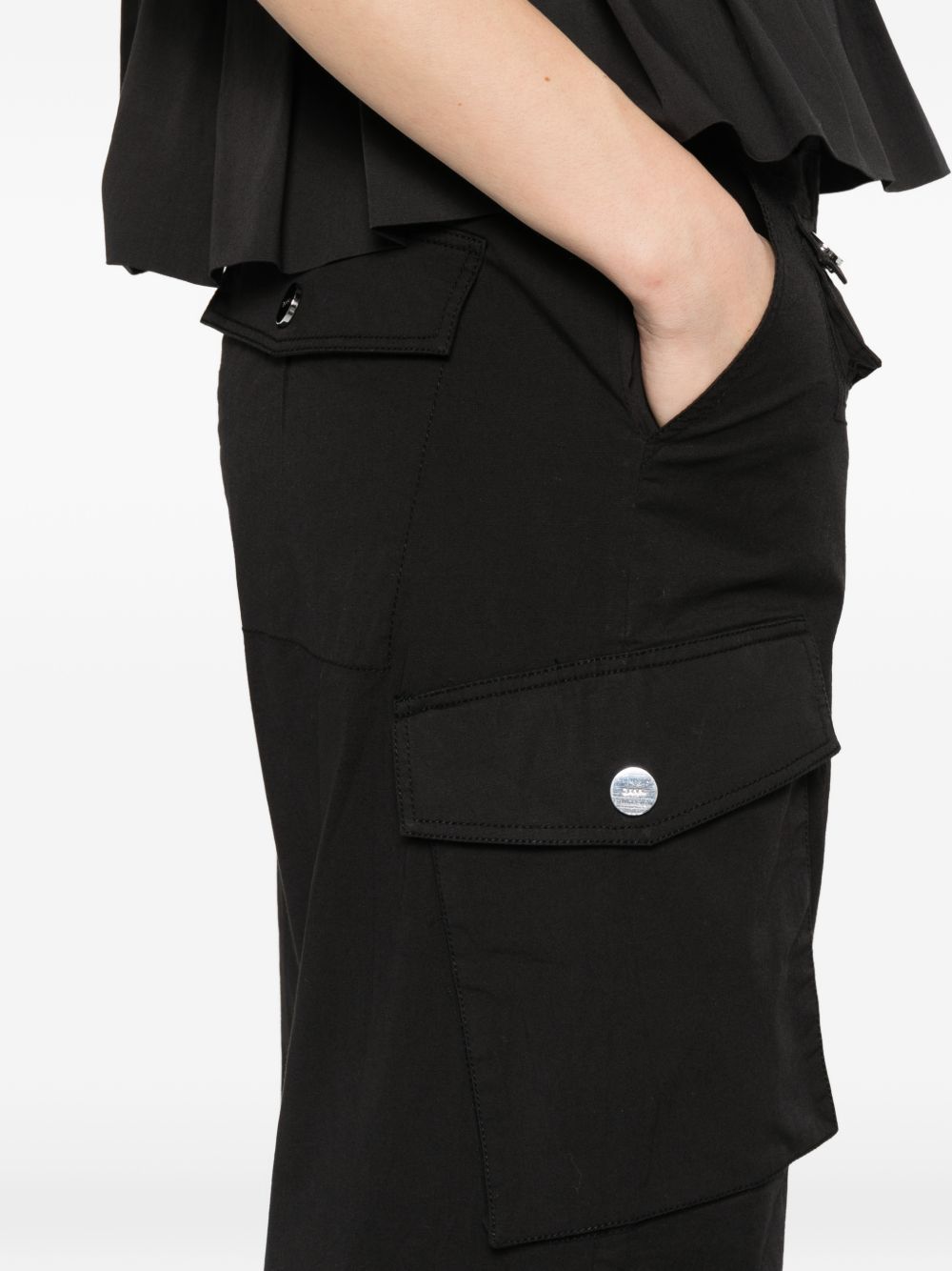 Ganni Cotton Cargo Trousers — Black, Women's Trousers