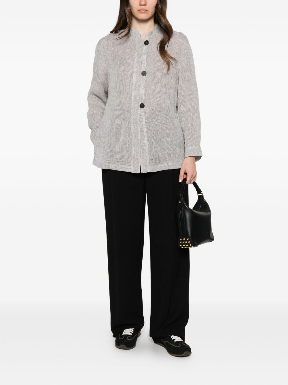 Emporio Armani Jackets — Grey Linen Buttoned Jacket