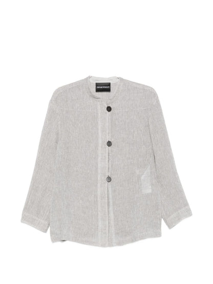 Emporio Armani Jackets — Grey Linen Buttoned Jacket