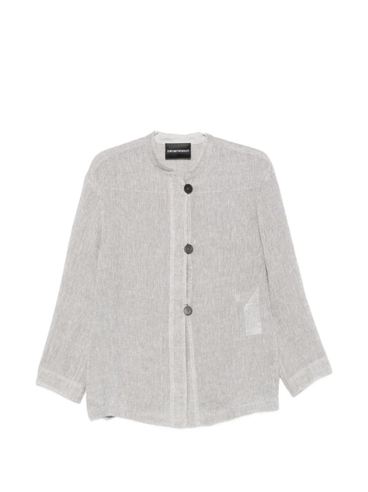 Emporio Armani Jackets — Grey Linen Buttoned Jacket