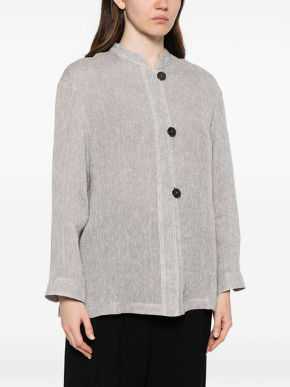 Emporio Armani Jackets — Grey Linen Buttoned Jacket