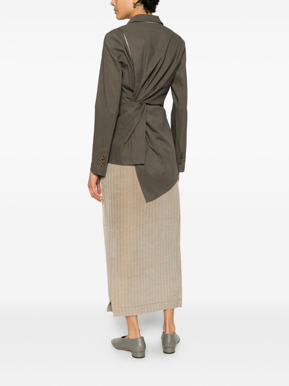 Uma Wang Kylie Linen Blend Jacket — Grey Peak Lapel