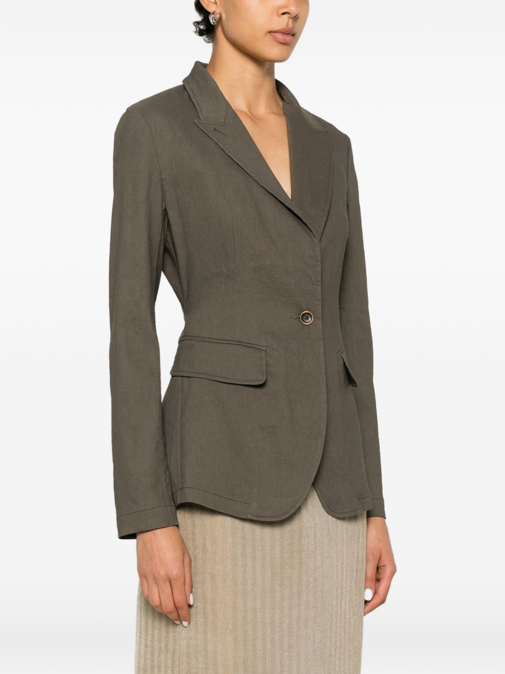 Uma Wang Kylie Linen Blend Jacket — Grey Peak Lapel