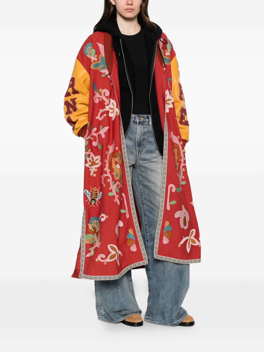 Front Street Red Cotton Long Bomber Jacket — New In