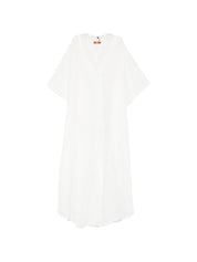 Ermanno Scervino Long Kaftan – White Scalloped V‑Neck