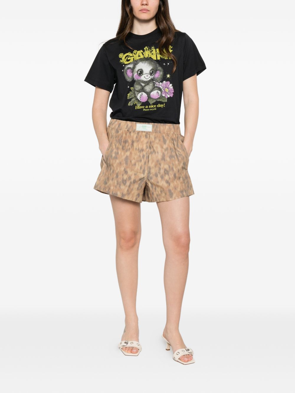 Ganni Printed Cotton Shorts — New In Spring 2026