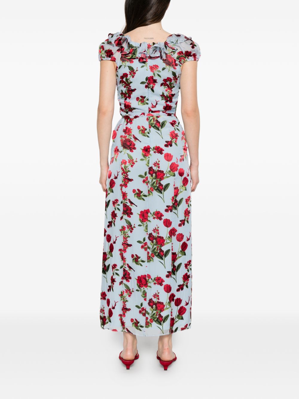 Alice + Olivia Tara Printed Long Dress — Azzurro Floral