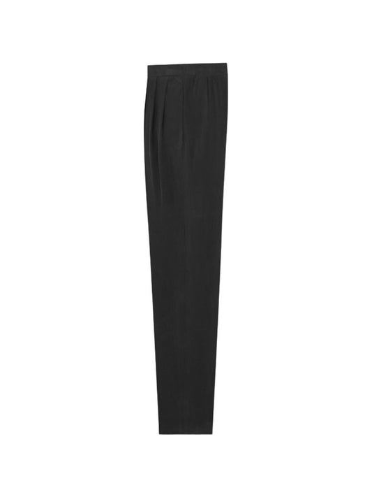 Saint Laurent Trousers — Black Silk High-Waist Pants