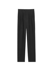Saint Laurent Trousers — Black Silk High-Waist Pants