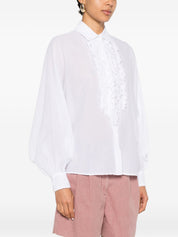 SOSUE Antonia Cotton Shirt — White Ruffled Shirt