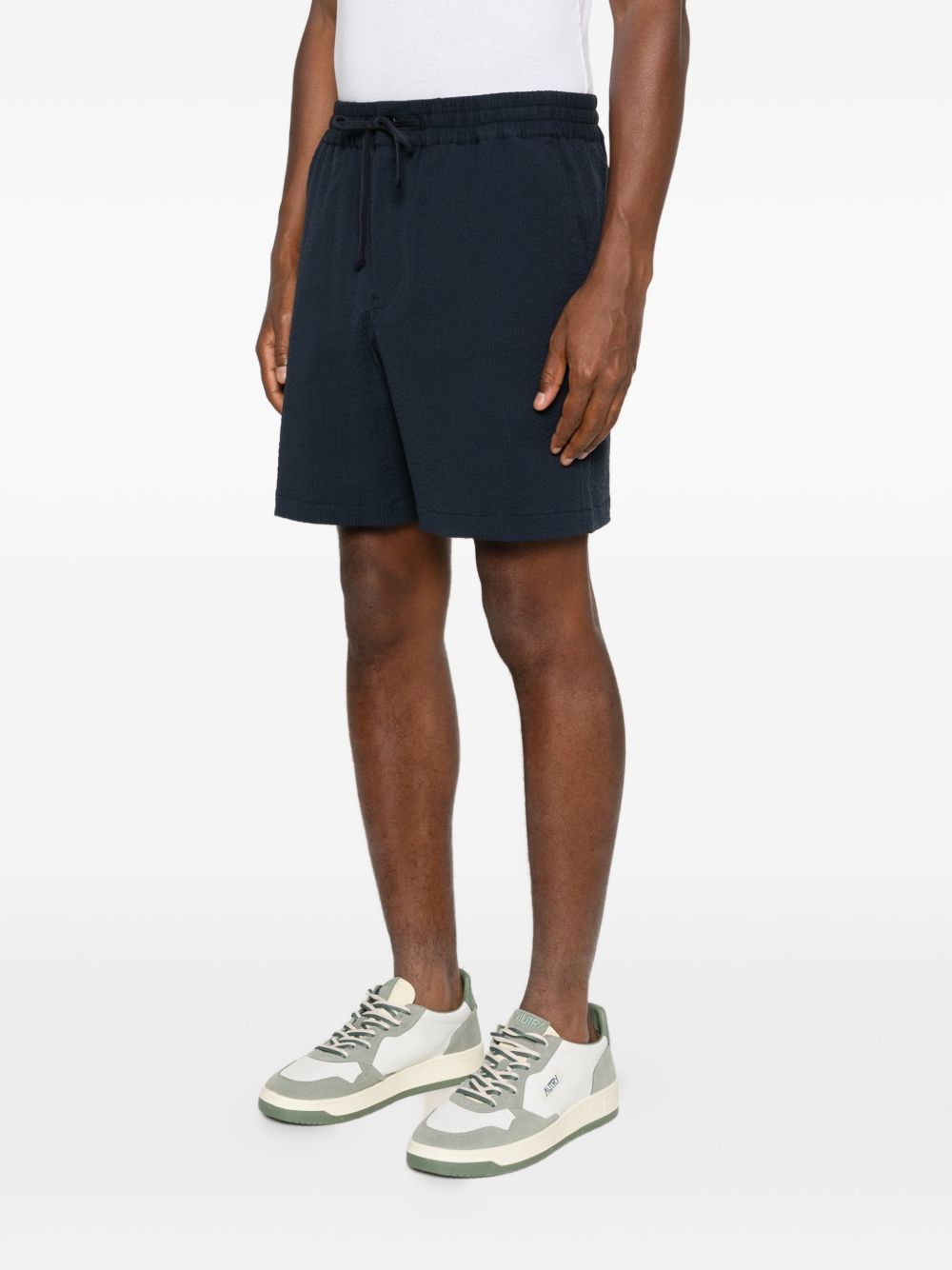 Maison Kitsuné Cotton Shorts for Men — Blue Seersucker