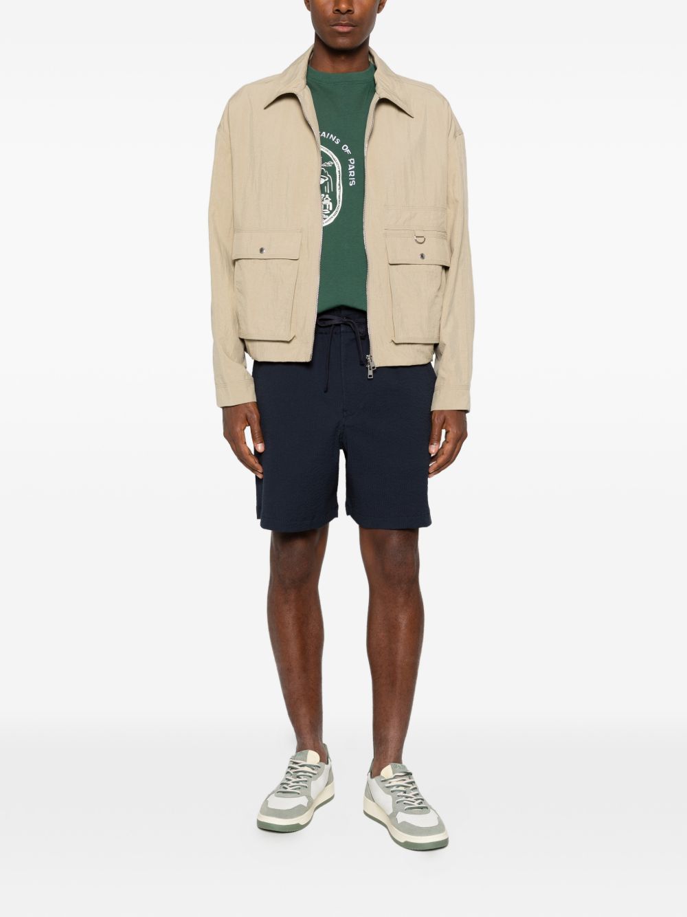 Maison Kitsuné Cotton Shorts for Men — Blue Seersucker