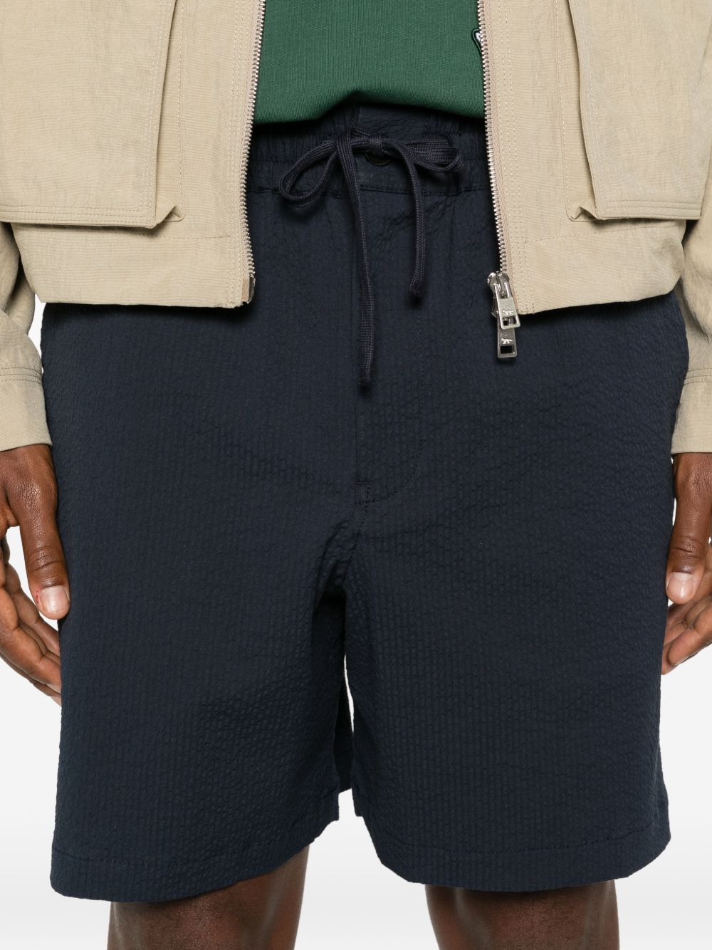Maison Kitsuné Cotton Shorts for Men — Blue Seersucker