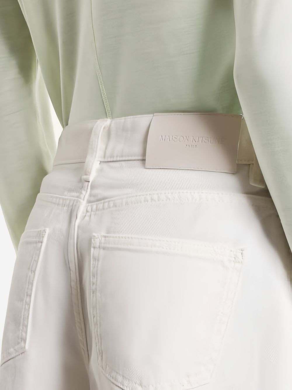 Maison Kitsuné Denim Cotton Shorts — Avorio | Aumifour