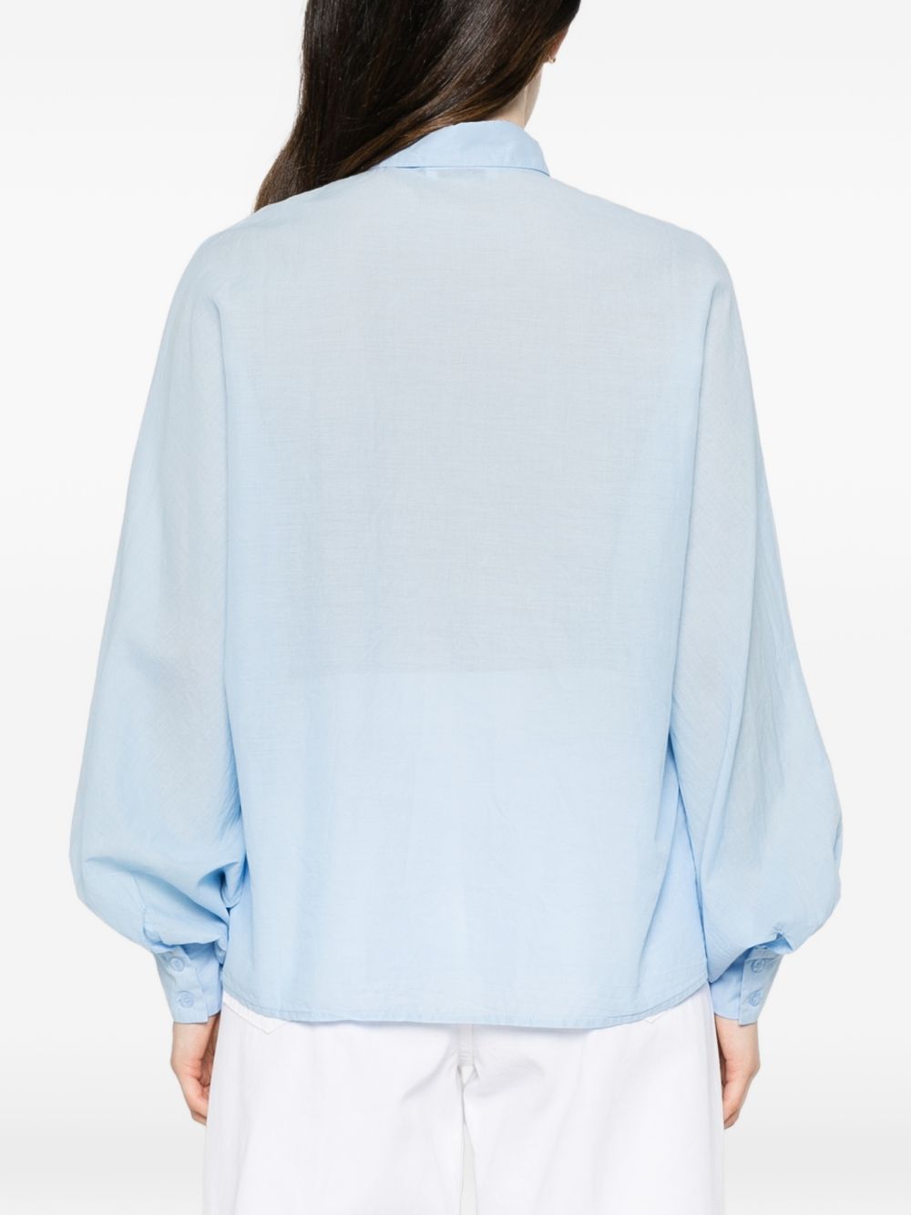 SOSUE Antonia Cotton Shirt — Light Blue Ruffle Detail