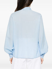 SOSUE Antonia Cotton Shirt — Light Blue Ruffle Detail