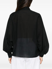 SOSUE Antonia Cotton Shirt — Black Ruffled Front
