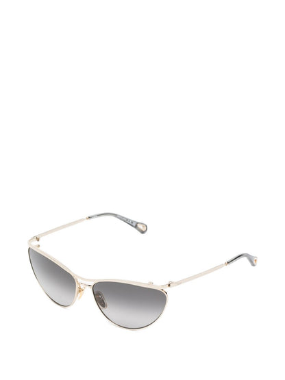 Chloé Sunglasses — Silver Cat‑Eye With Case