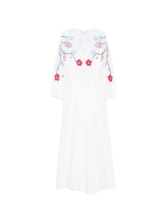 Forte Forte Embroidered Cotton Dress — White Floral