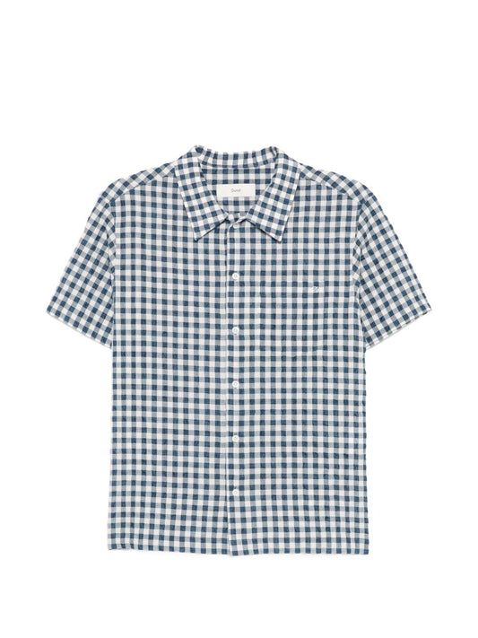 Dunst Checked Cotton Blend Shirt for Women — Blue Gingham