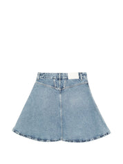 Closed Volant Mini Skirt — Blue A-Line Skirt (Women)