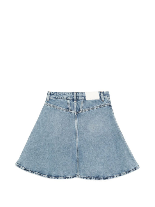 Closed Volant Mini Skirt — Blue A-Line Skirt (Women)