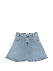 Closed Volant Mini Skirt — Blue A-Line Skirt (Women)