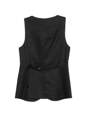 Semicouture Glenna Linen Vest — Black Topwear