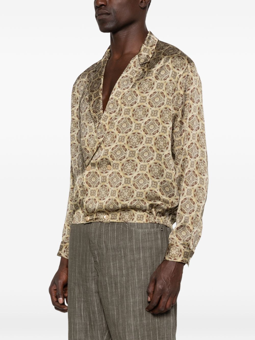 Emporio Armani Geometric Print Double-Breasted Shirt
