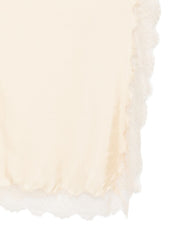 Zimmermann Wool Stole – Cream Floral Lace Scallop Edge