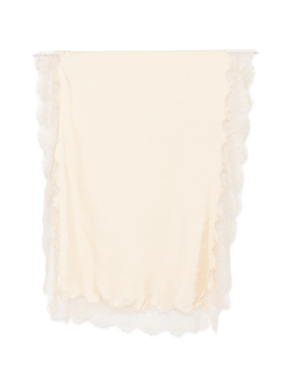Zimmermann Wool Stole – Cream Floral Lace Scallop Edge