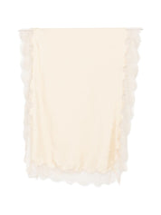 Zimmermann Wool Stole – Cream Floral Lace Scallop Edge