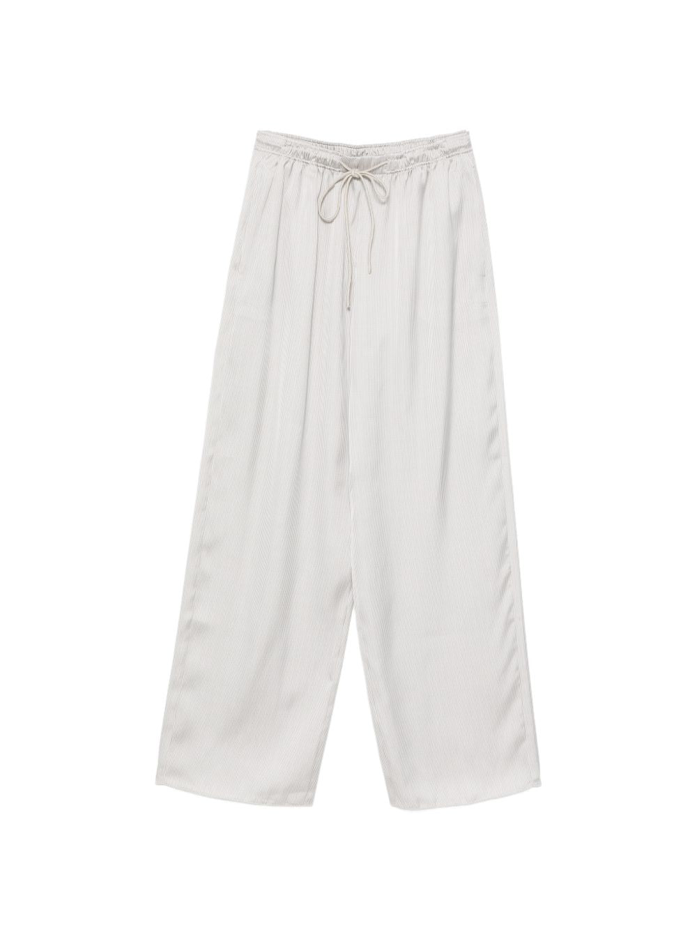 Emporio Armani Trousers — Beige Striped Wide Leg