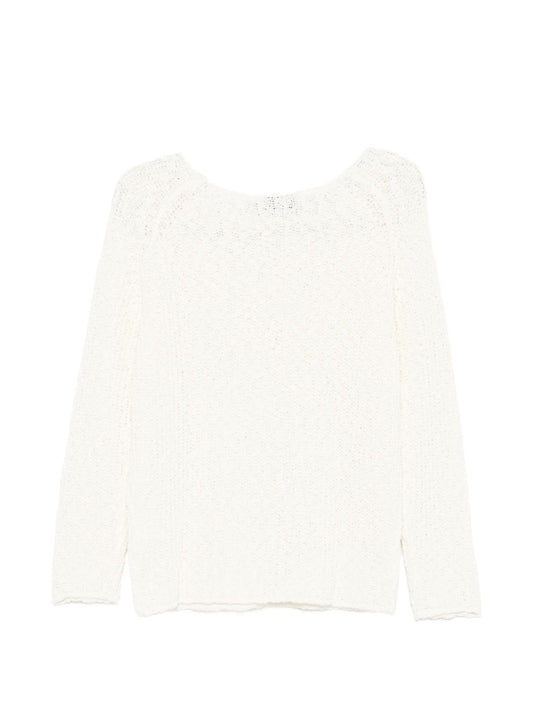 Dunst Crochet Crewneck Jumper — Avorio Topwear
