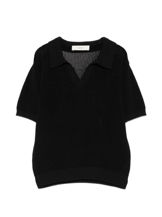 Dunst Cotton & Linen Polo Shirt — Black Topwear