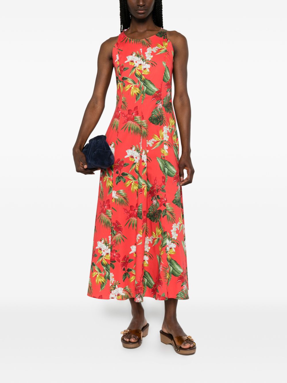 ARCHIVIO '67 Dresses — Red Floral Halterneck Midi