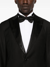 Boglioli Suit — Men's Wool Tuxedo Suit, Black Satin Lapels