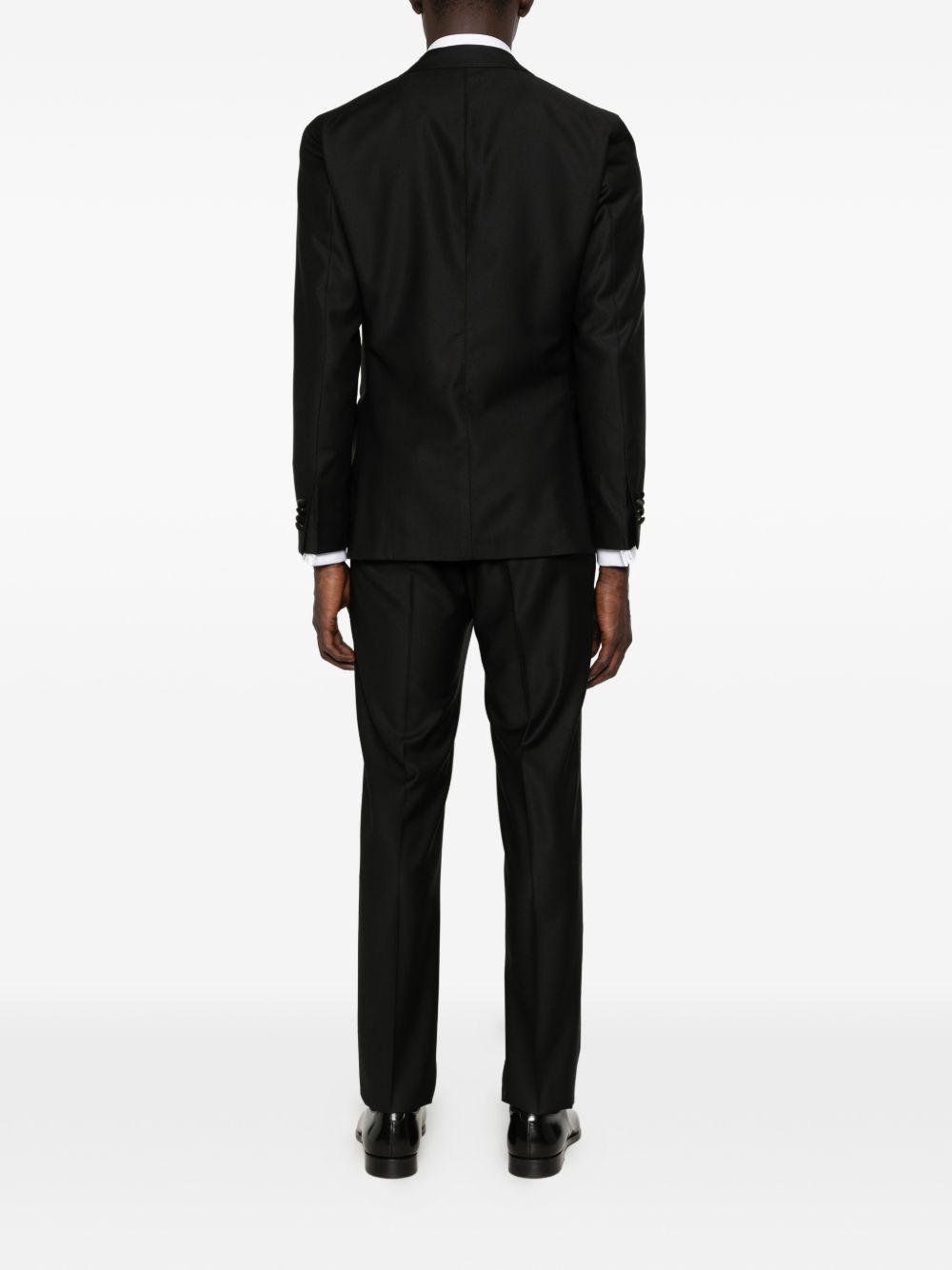 Boglioli Suit — Men's Wool Tuxedo Suit, Black Satin Lapels