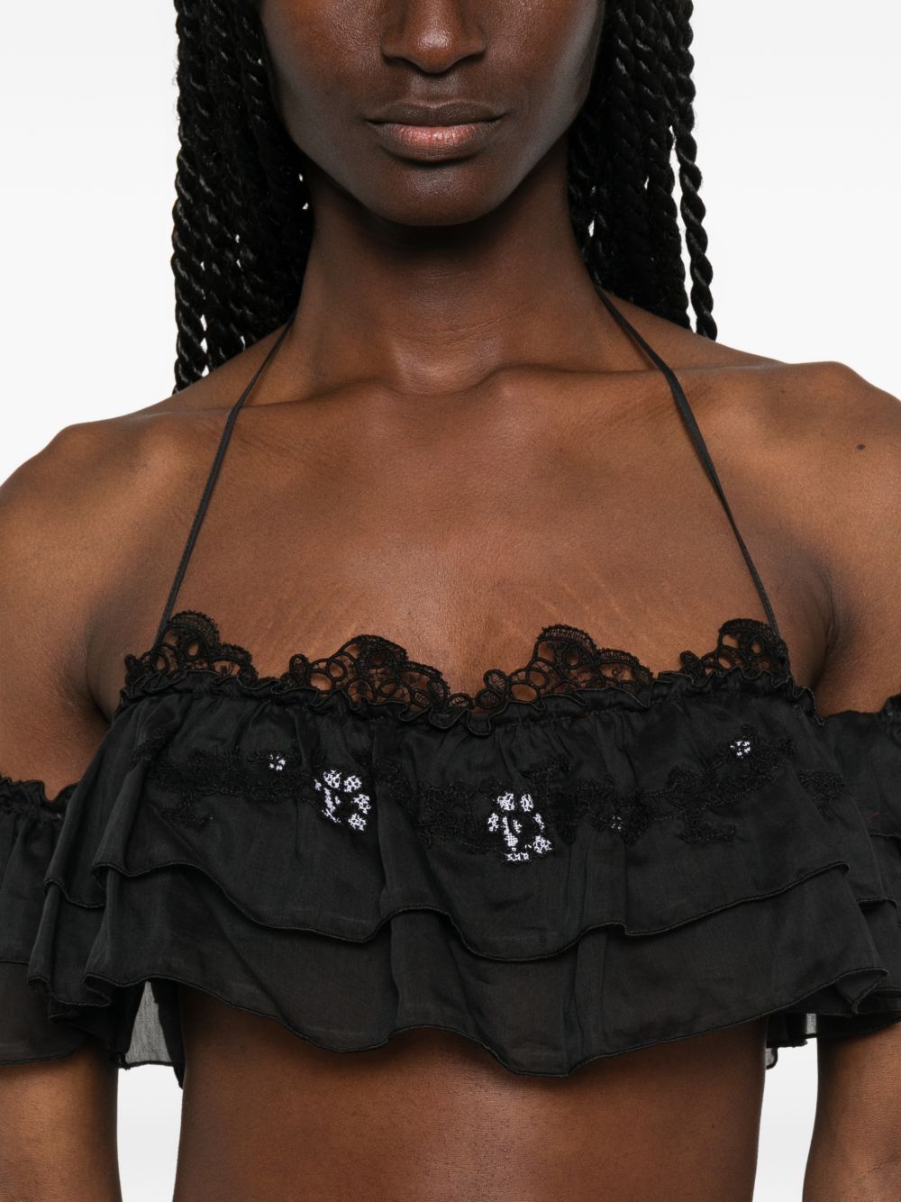 Ermanno Scervino Embroidered Top – Black Halterneck