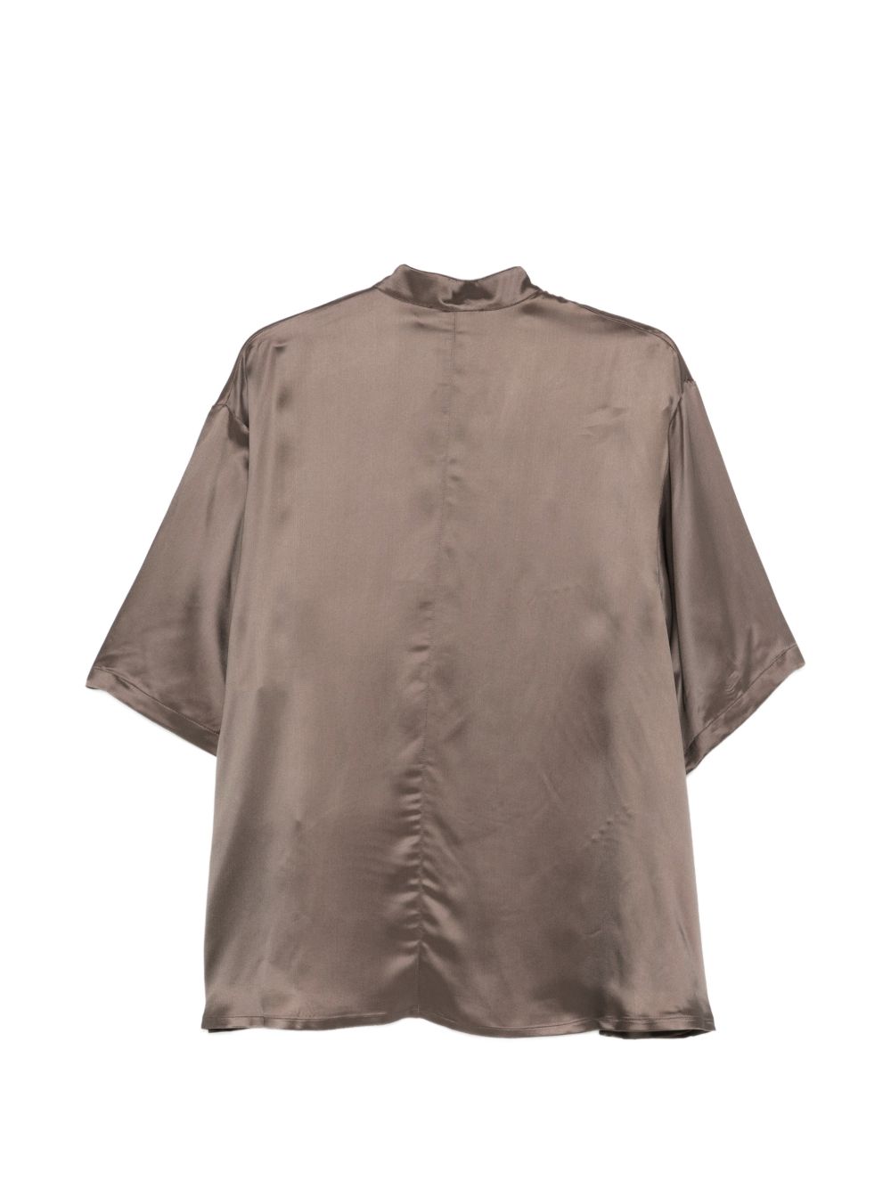 Emporio Armani Short Sleeves Shirt — Brown Satin