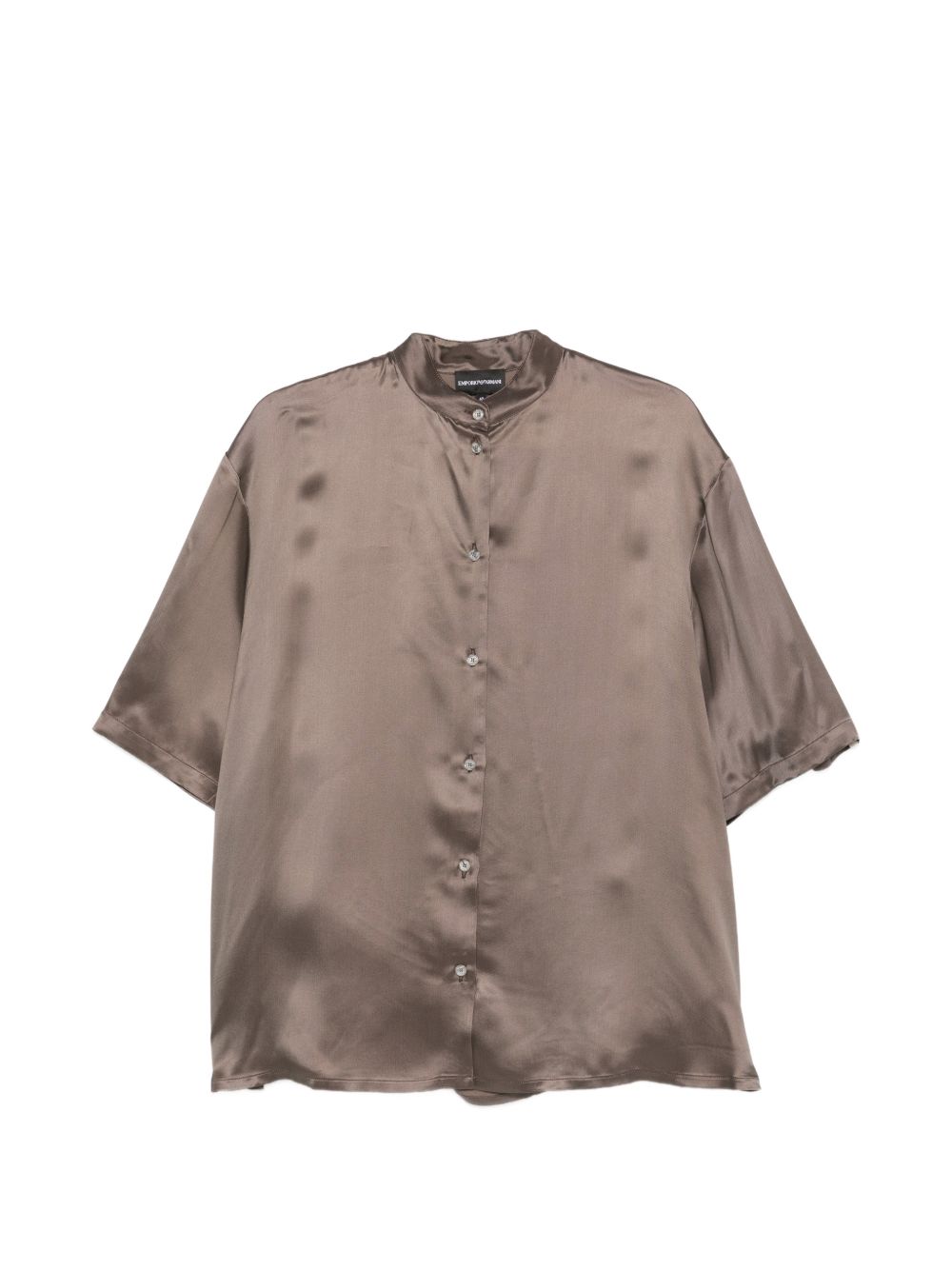 Emporio Armani Short Sleeves Shirt — Brown Satin
