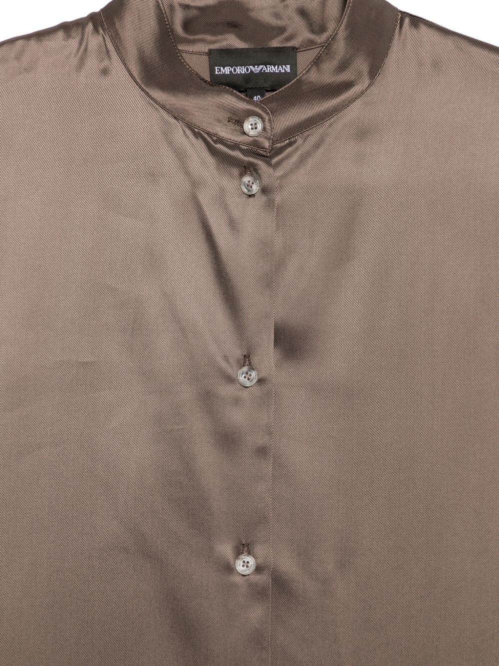 Emporio Armani Short Sleeves Shirt — Brown Satin