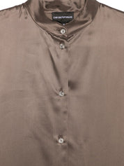 Emporio Armani Short Sleeves Shirt — Brown Satin