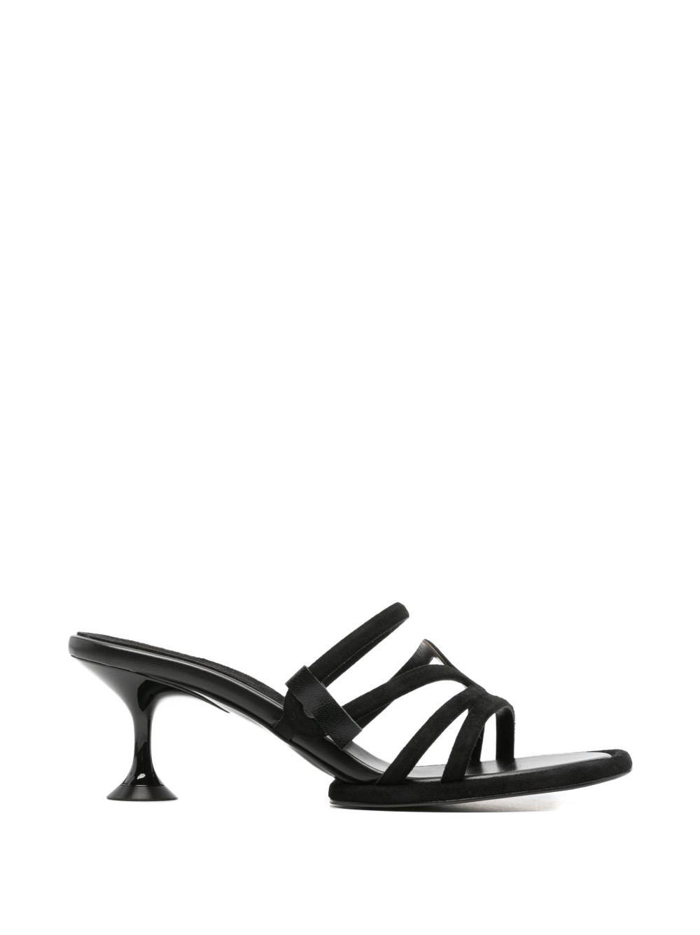 Sergio Rossi Sandals — Suede Multi‑Strap Kitten Heel