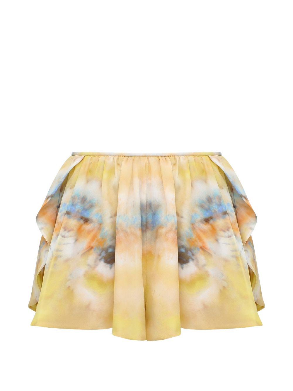 Zimmermann Yellow Silk Shorts — Alchemy Tie‑Dye (H1)