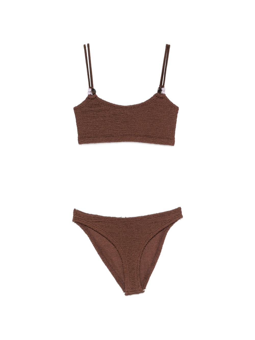 HUNZA Cassie Bikini Set — Brown Metallic Crinkle (New)