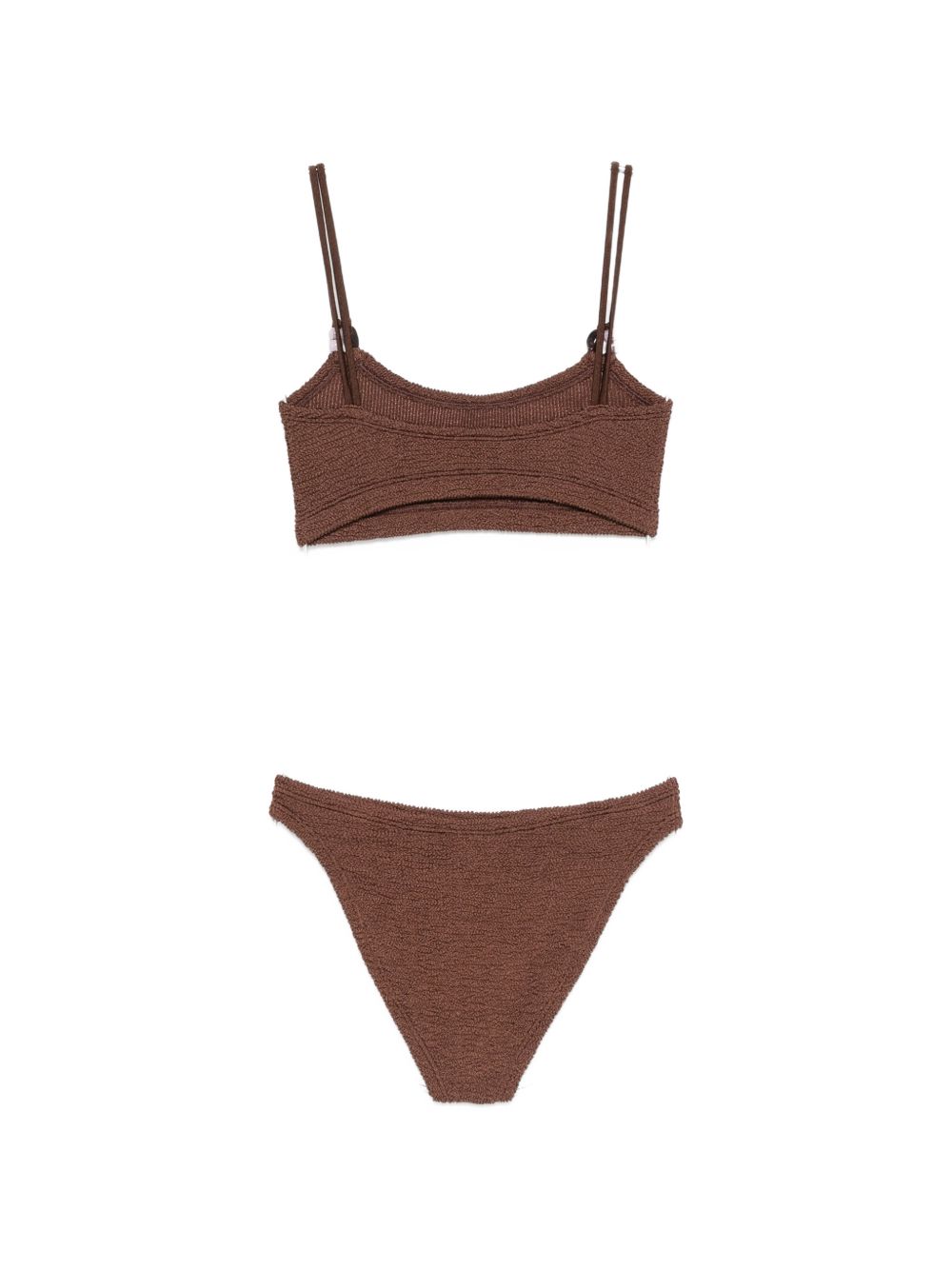 HUNZA Cassie Bikini Set — Brown Metallic Crinkle (New)