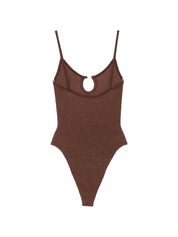 HUNZA Mia Beaded Swimsuit — Chocolate Brown Beachwear