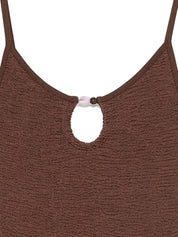 HUNZA Mia Beaded Swimsuit — Chocolate Brown Beachwear