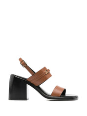 Sergio Rossi Sandals — Caramello Leather Block Heel